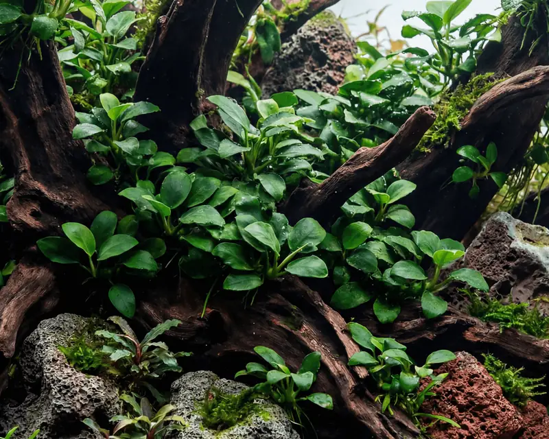 迷你水榕水草Anubias barteri 'Petite'饲养资料，图片